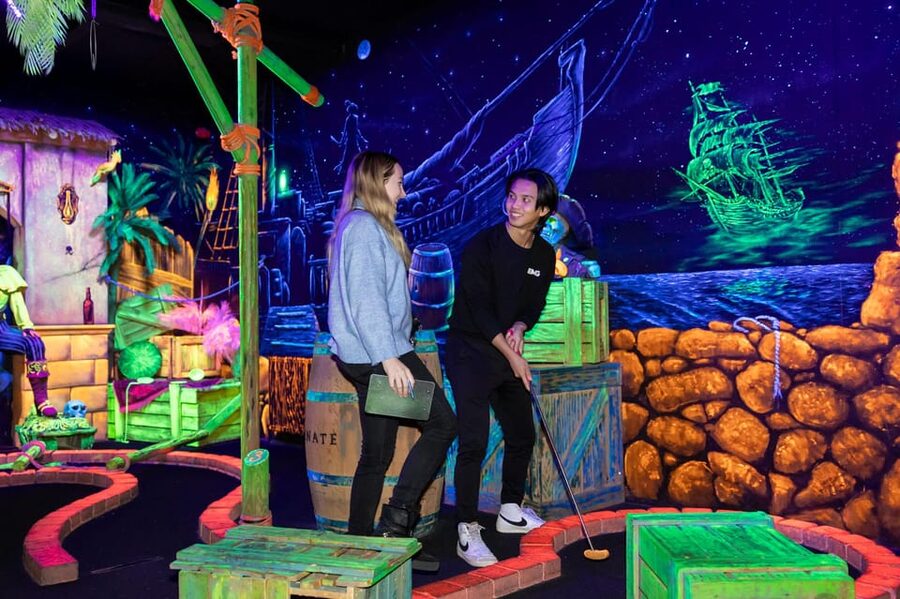 Aloha Amsterdam: 12-Hole Glow-in-the-Dark Mini-Golf - A convenient stop near Amsterdam Centraal