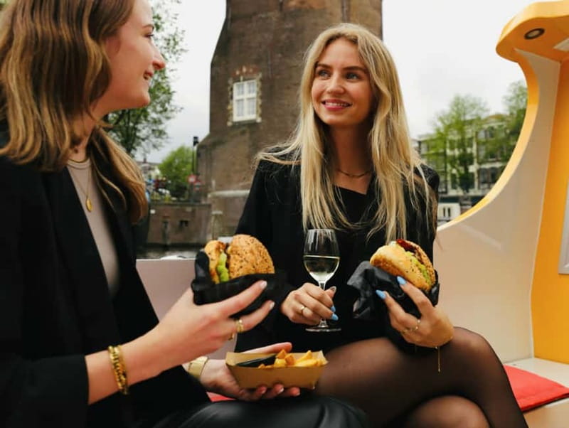 Amsterdam canal cruise with culinary burger or cheese & wine - Two ways to eat your way through Amsterdam