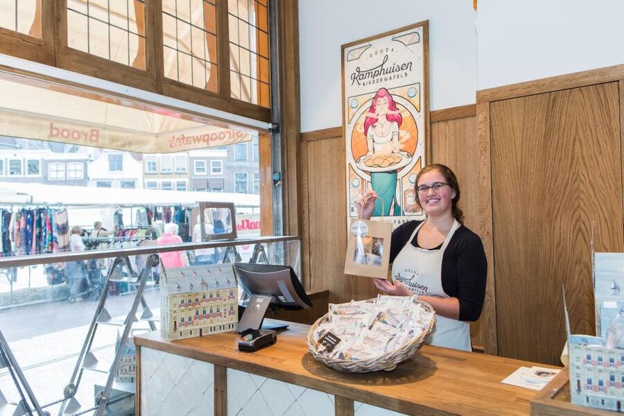 Gouda: Syrup Waffle Factory Ticket with a Waffle - How the Gouda location fits your day