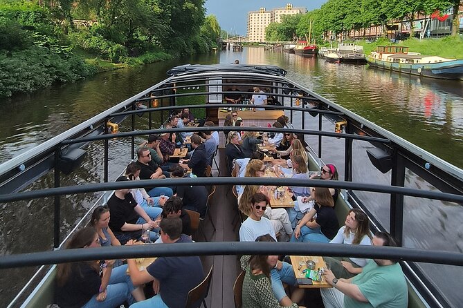 Groningen: Terrace Boat Experience with a Cozy Bar: 1.5 Hours - The Groningen Museum’s bold canal-side building