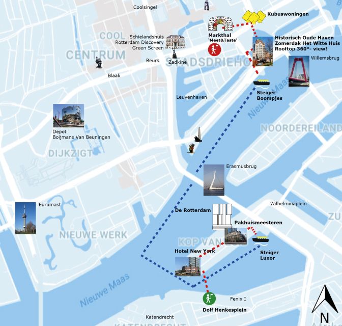 Rotterdam: De Rotterdam, Cube Houses, Watertaxi and Markthal - Katendrecht and the Fenix 1 stop