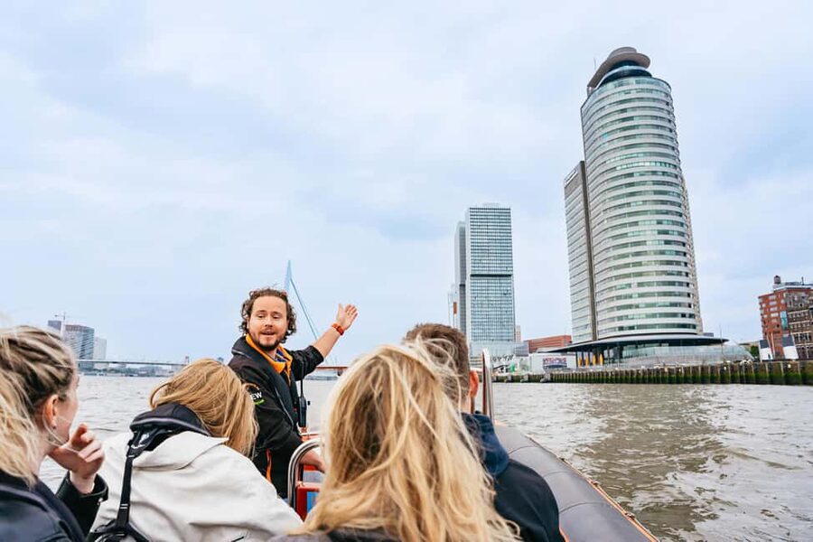Rotterdam: RIB Speedboat Sightseeing Cruise - Euromast, Hotel New York, and the Rotterdam skyline